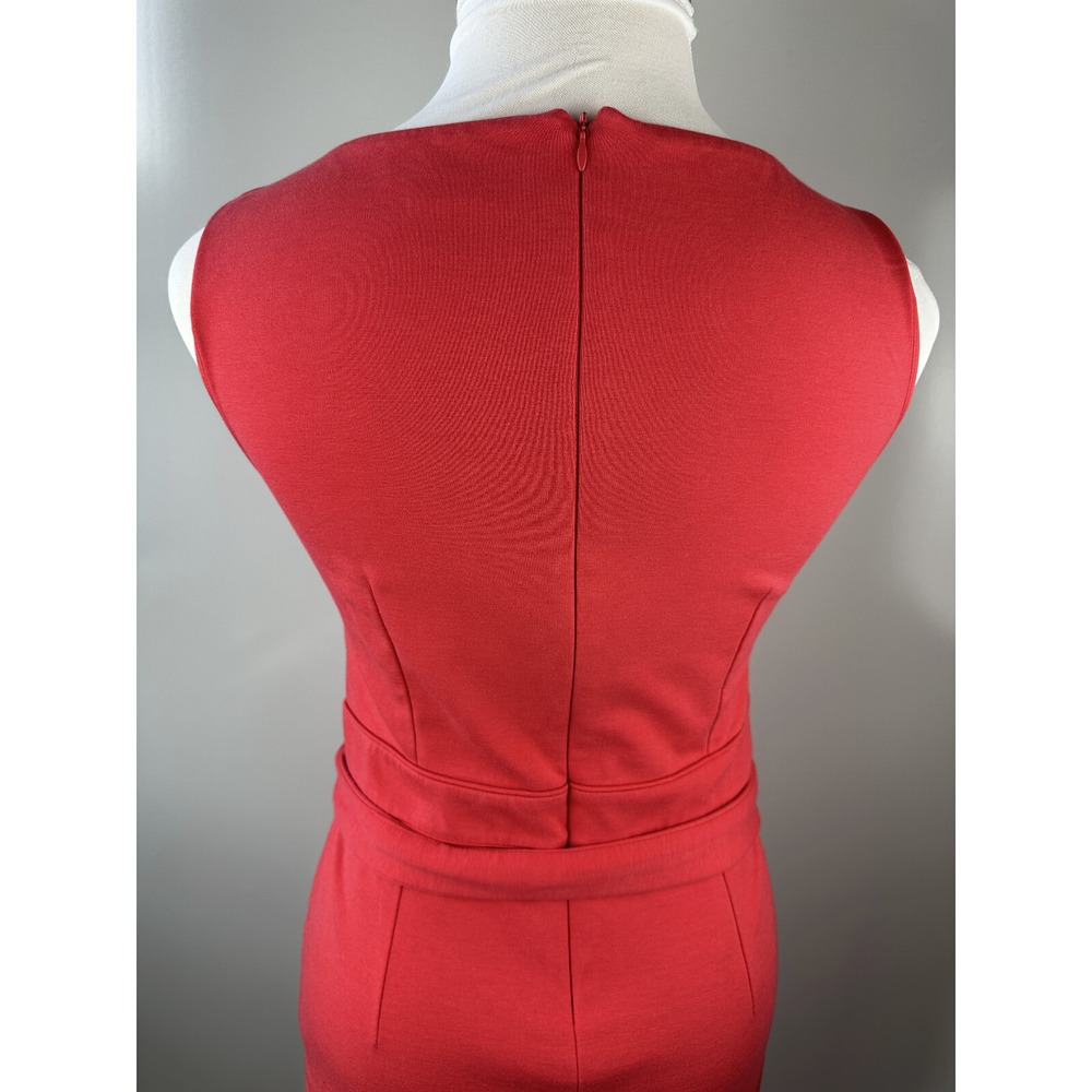 Boden Zeta Ponte Dress W/Tie Belt Pop Peony Red Shift Sheath Sleeveless Size 10 - Picture 11 of 16